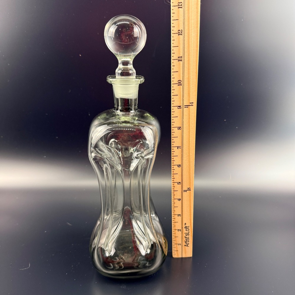 Holmegaard Kluk Kluk Decanter Large Smoke Gray Glass Ball Stopper - Picture 7 of 8